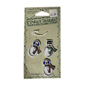 Vintage 1997 Trena’s Trinkets Snowman Buttons Set of 3 NEW Old Stock